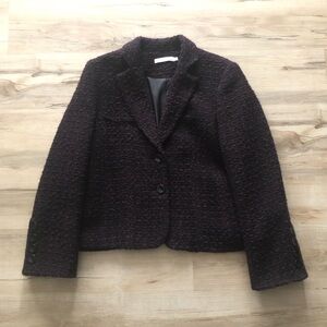 Melanie Lyne Wool Blend Women's Elegant Textured Blazer in Deep Purple